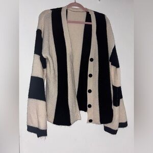 Striped Black and Cream Women's Sweater